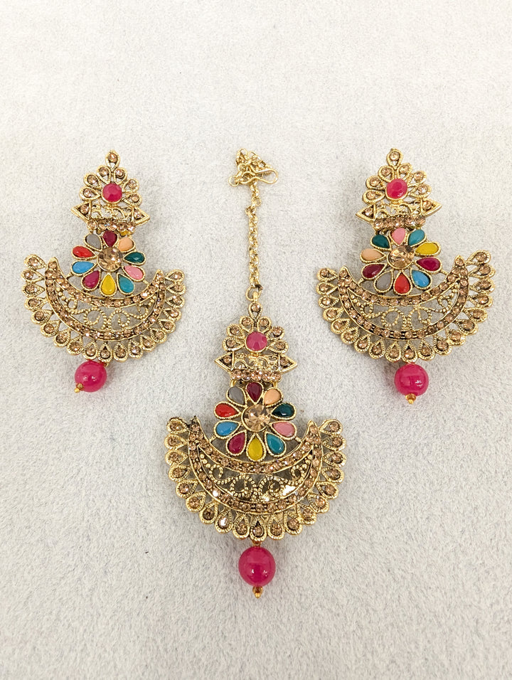 Anisha Stone Earrings and Tikka