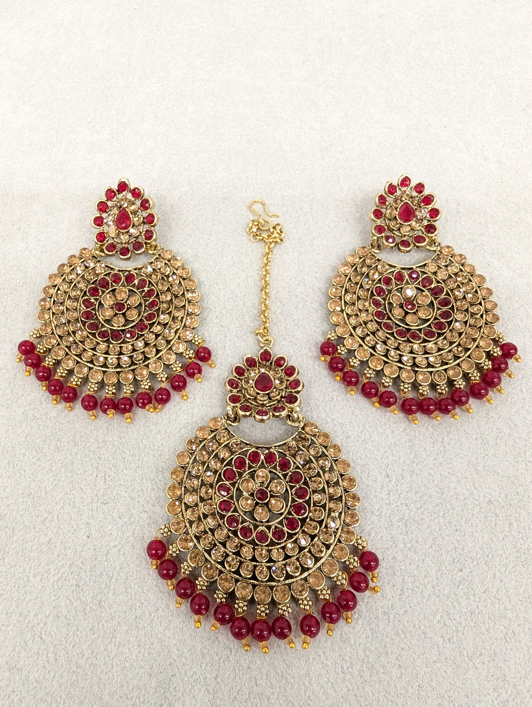 Shweta Stone Earrings and Tikka