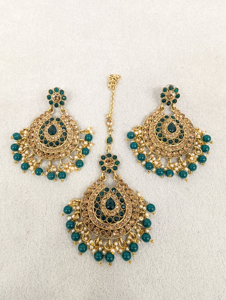 Shreya Stone Earrings and Tikka