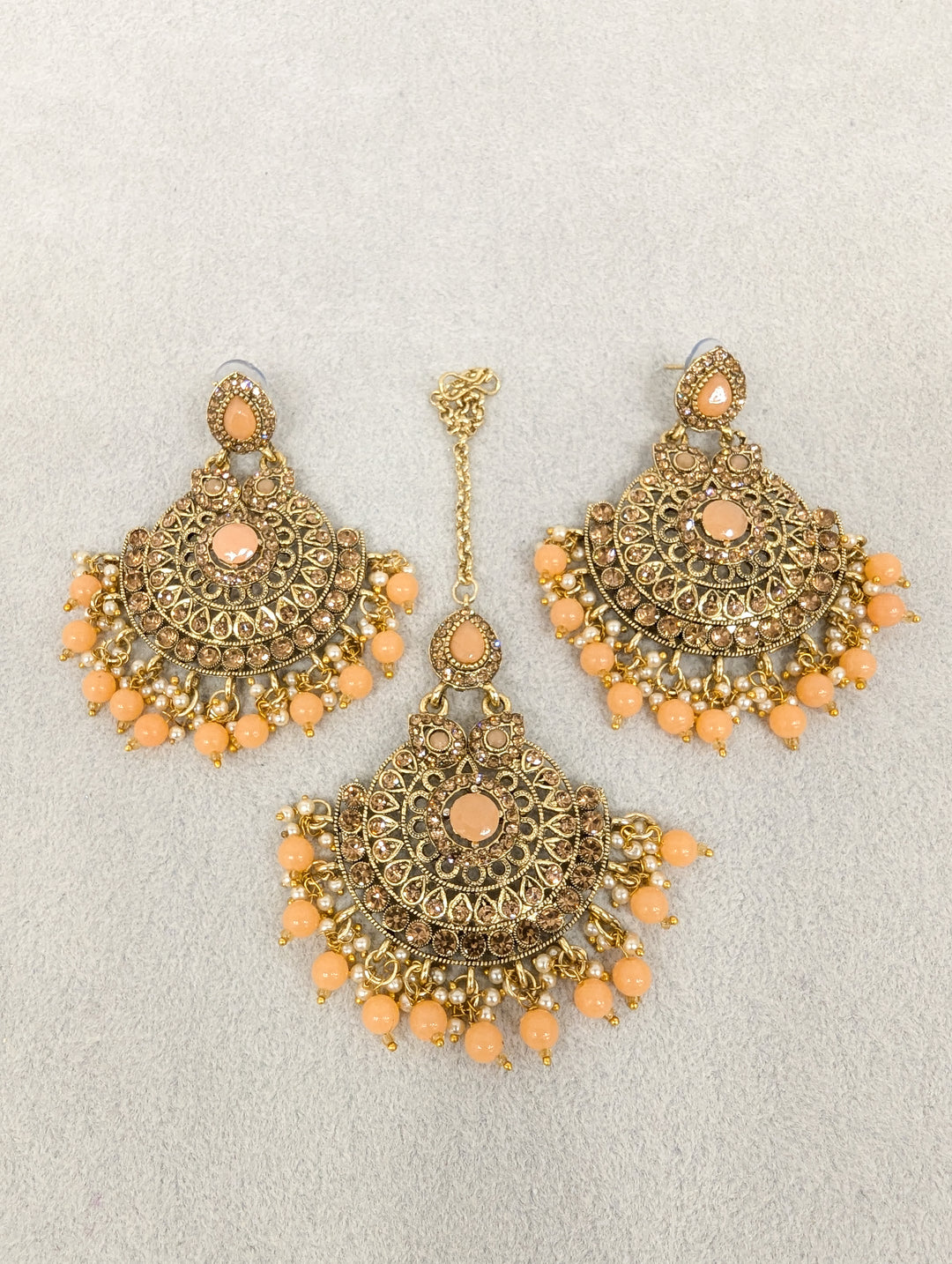 Rhea  Stone Earrings and Tikka