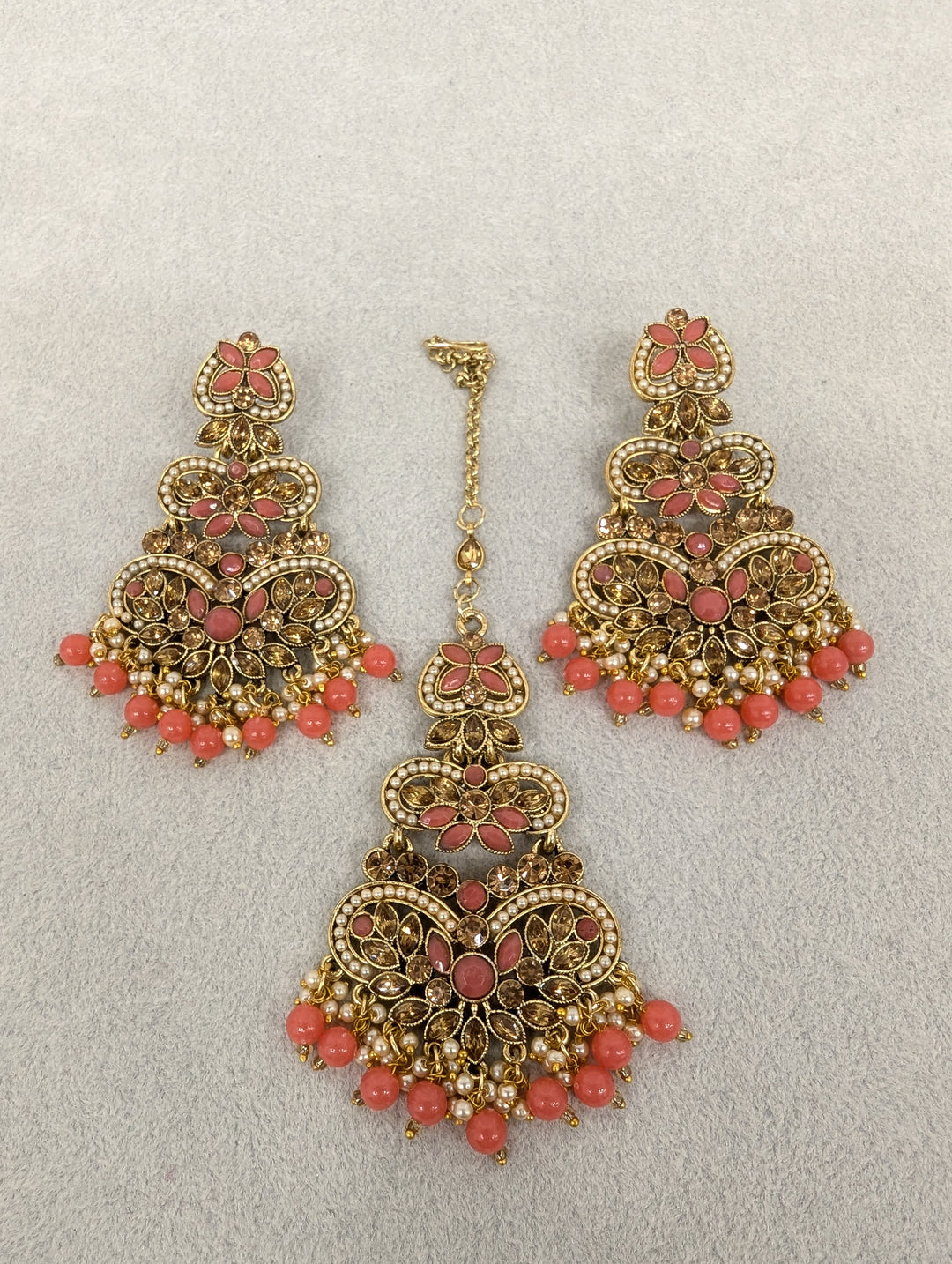 Ruhi Stone Earrings and Tikka