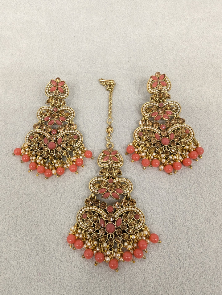 Ruhi Stone Earrings and Tikka