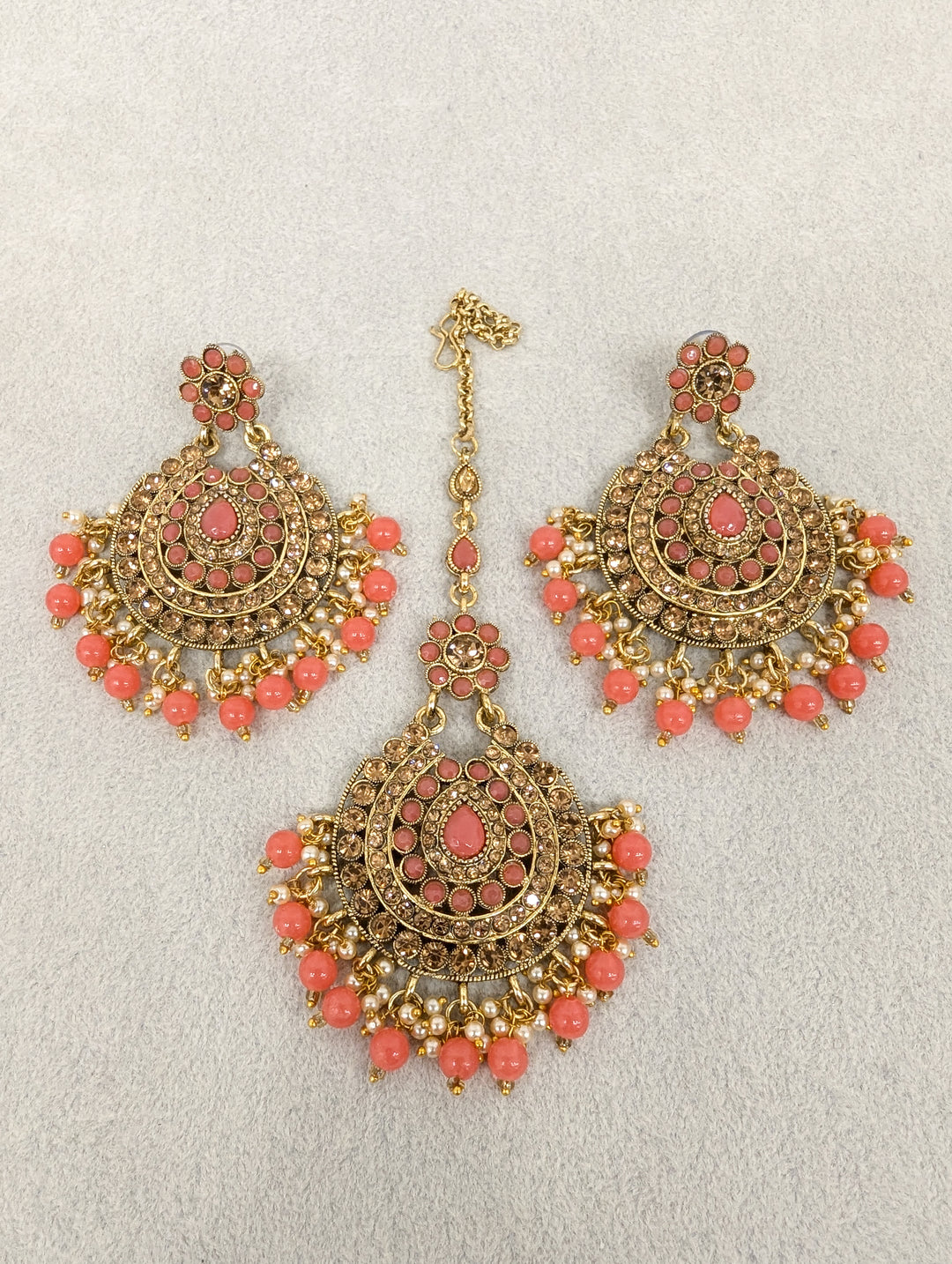 Shreya Stone Earrings and Tikka