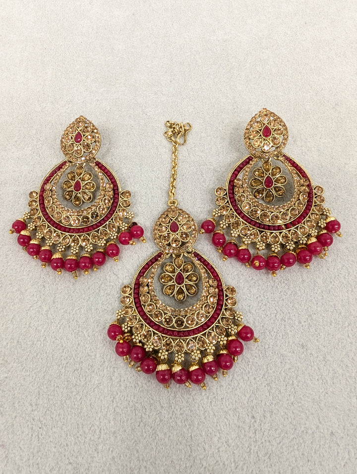 Ruchi Stone Earrings and Tikka