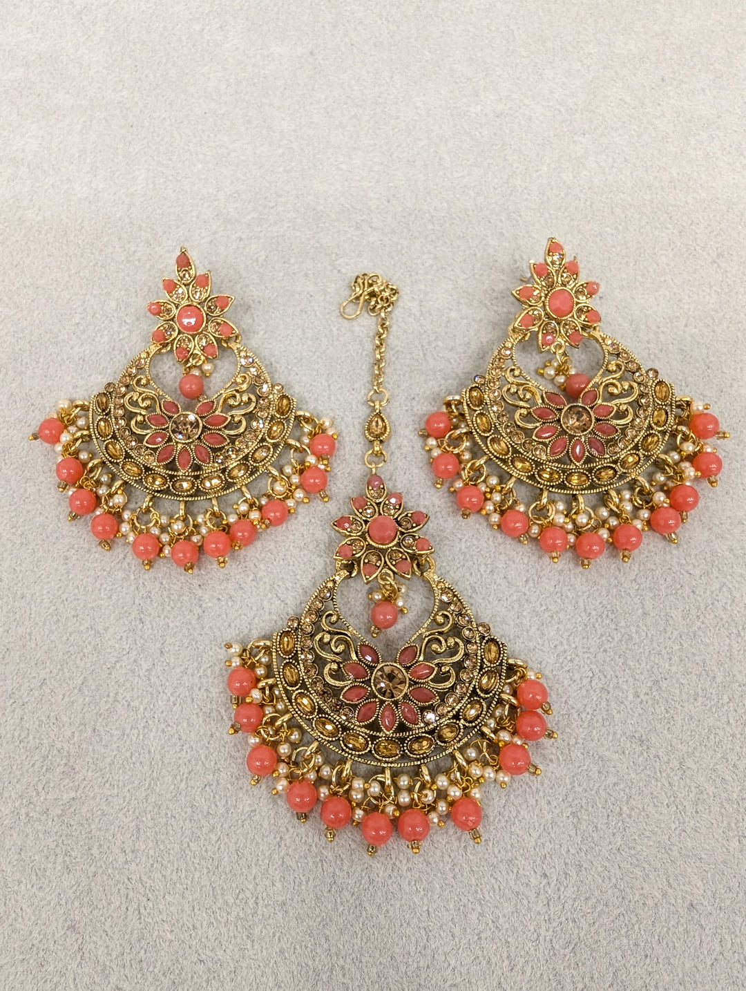 Kiran Stone Earrings and Tikka