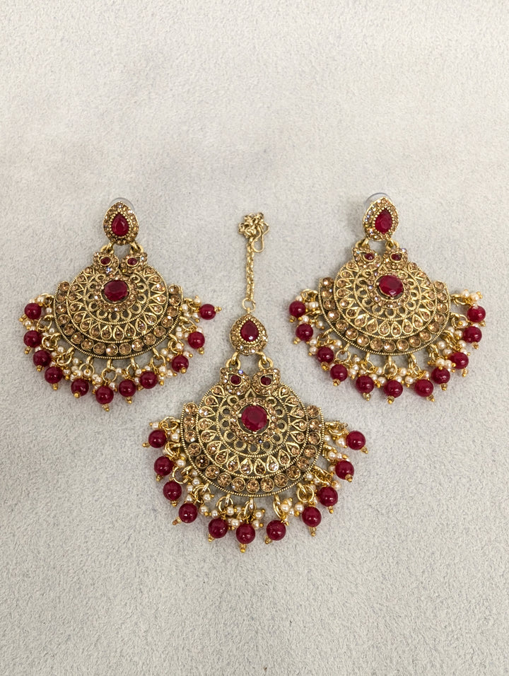 Rhea  Stone Earrings and Tikka