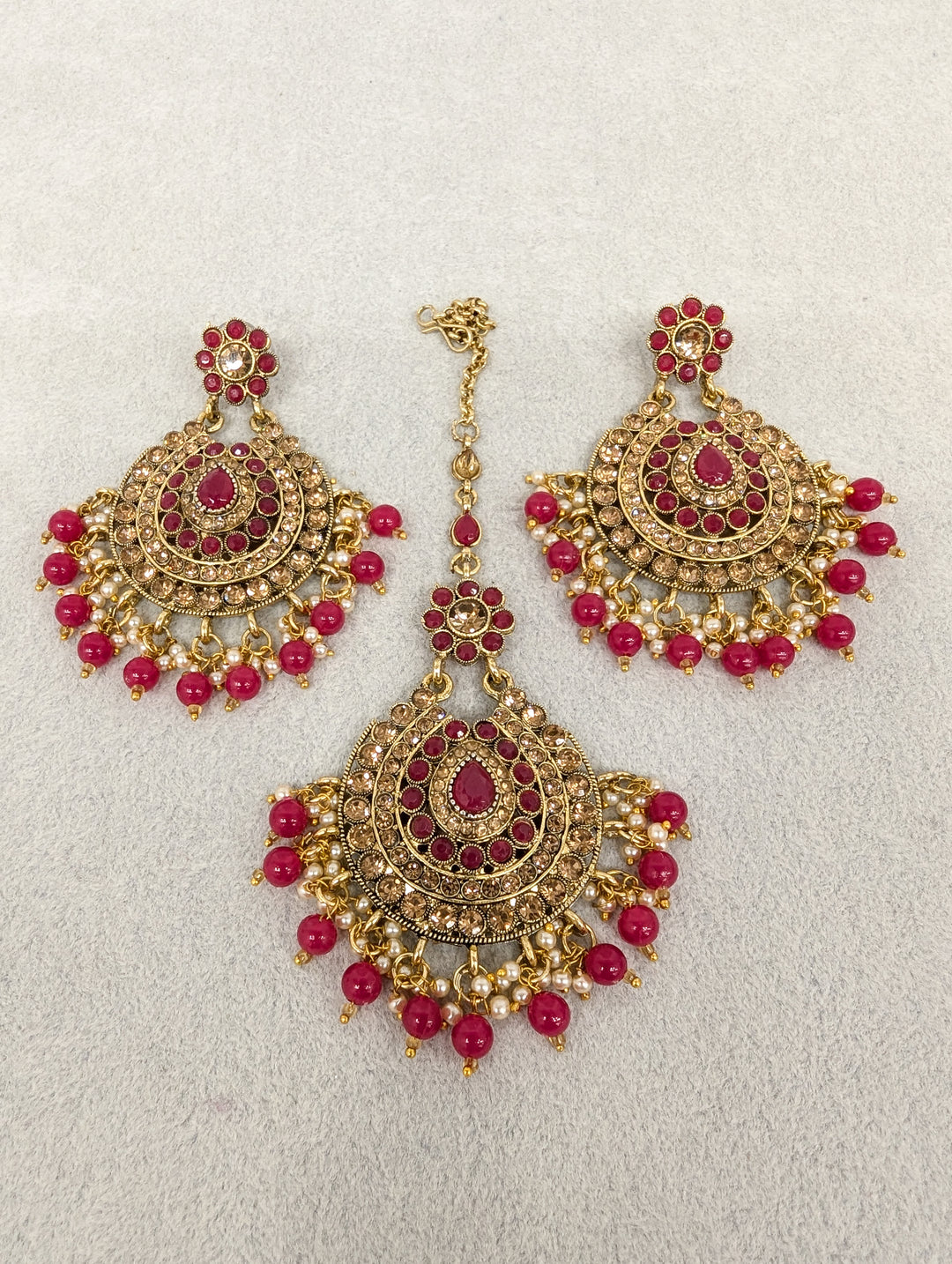 Shreya Stone Earrings and Tikka