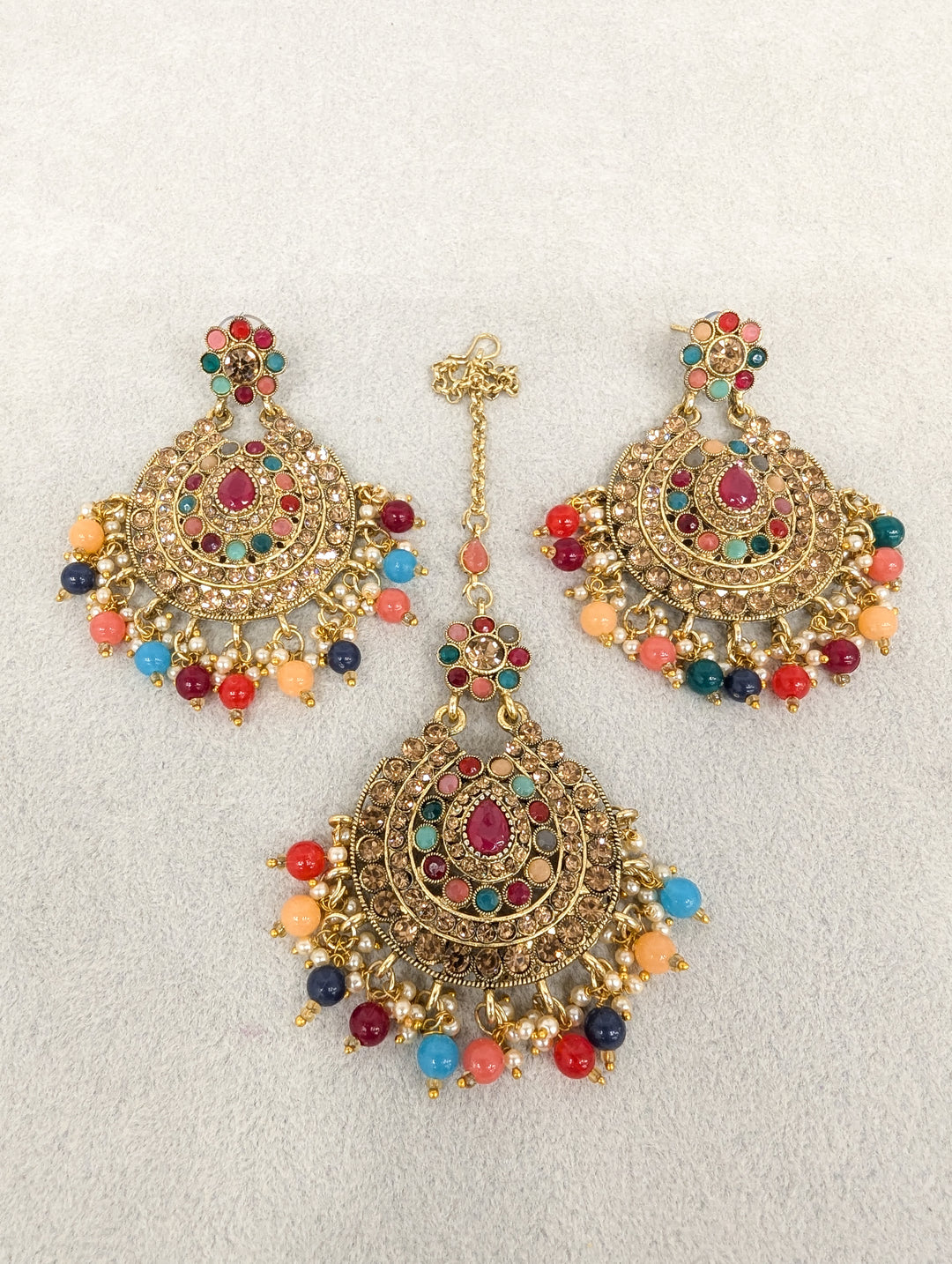 Shreya Stone Earrings and Tikka