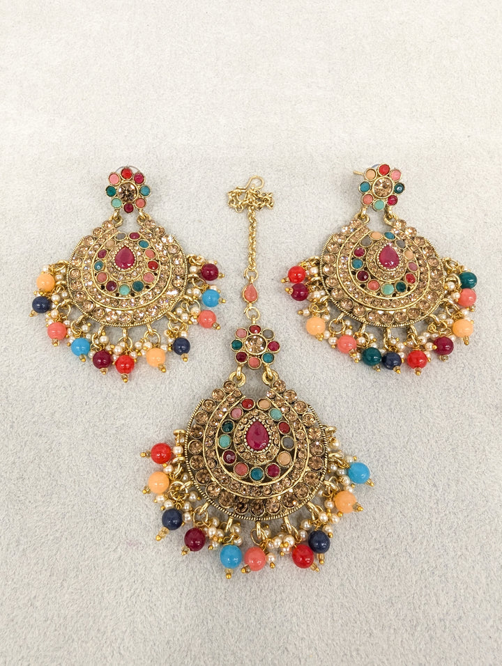 Shreya Stone Earrings and Tikka