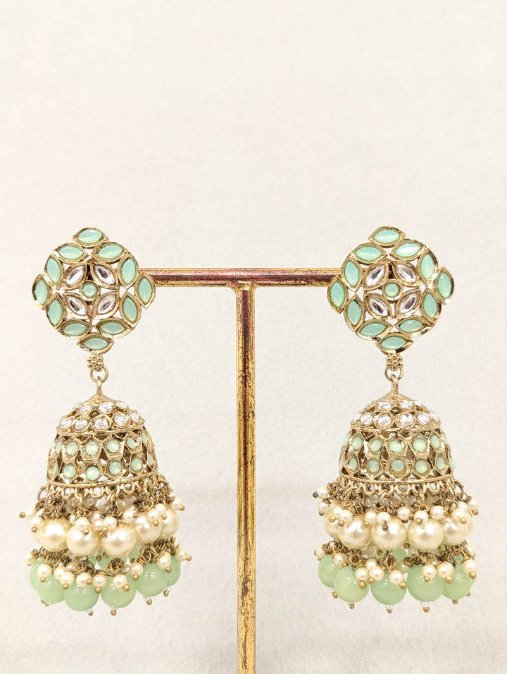 DIYA STONE JUMKA EARRINGS