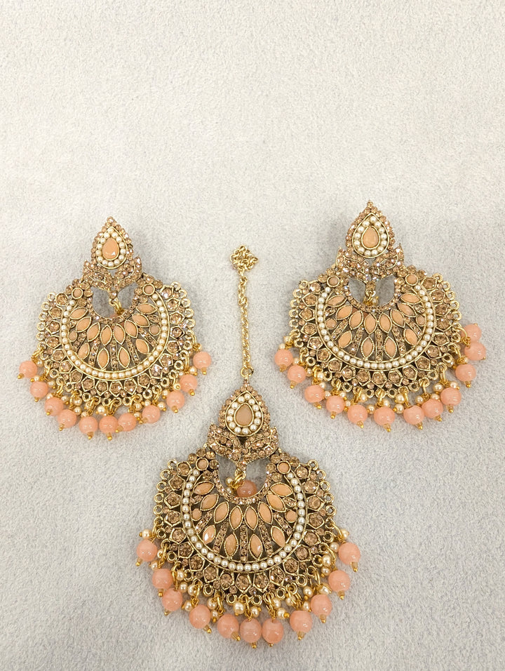 Priti Stone Earrings and Tikka