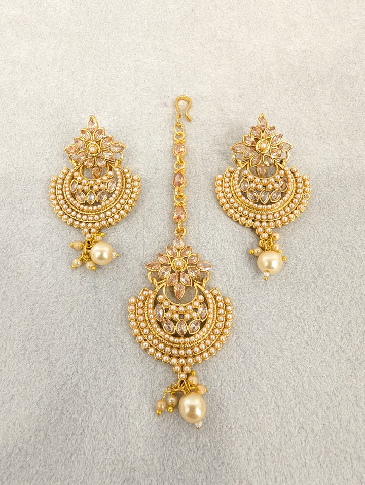 URMI POLKI EARRINGS WITH TIKKA