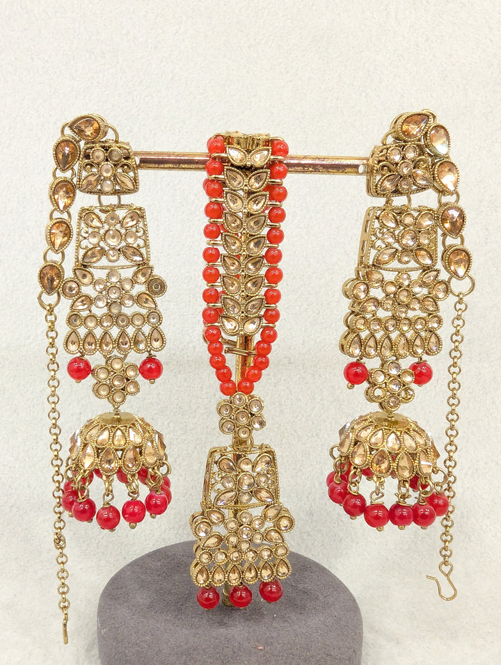 Sanjana Stone Earrings and Tikka