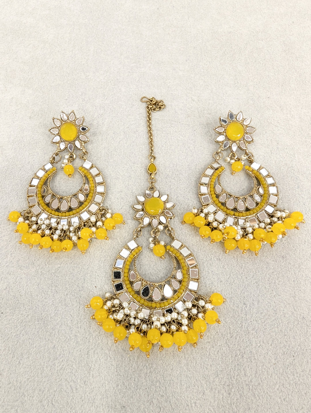 Sanjana Mirror Earrings and Tikka