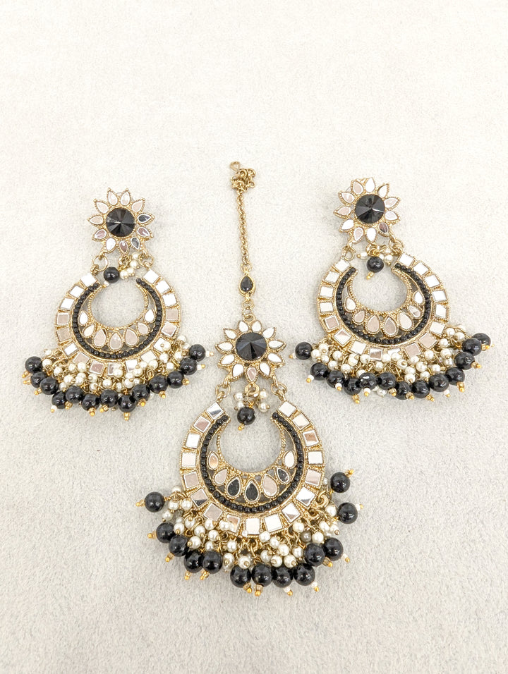 Sanjana Mirror Earrings and Tikka