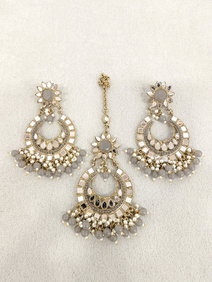 Sanjana Mirror Earrings and Tikka