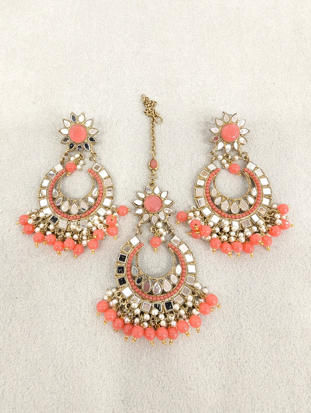 Sanjana Mirror Earrings and Tikka