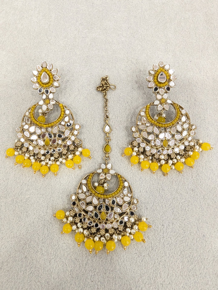 Kavya Mirror Earrings and Tikka