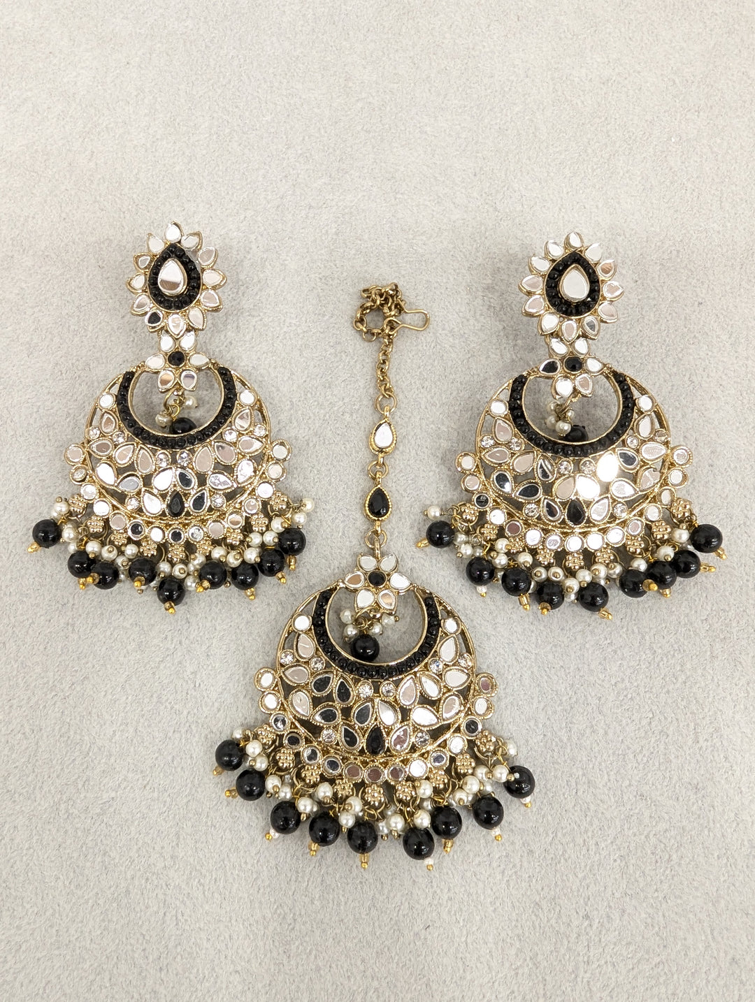 Kavya Mirror Earrings and Tikka