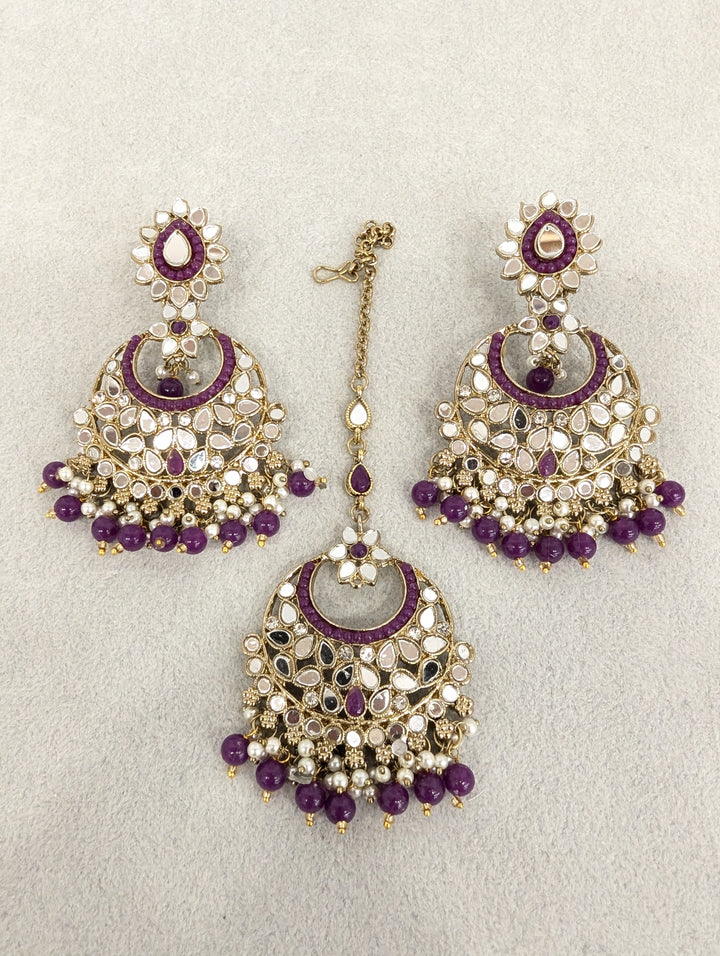 Kavya Mirror Earrings and Tikka