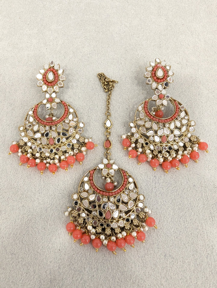 Kavya Mirror Earrings and Tikka