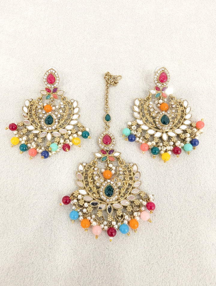 Sunaina Mirror Earrings and Tikka