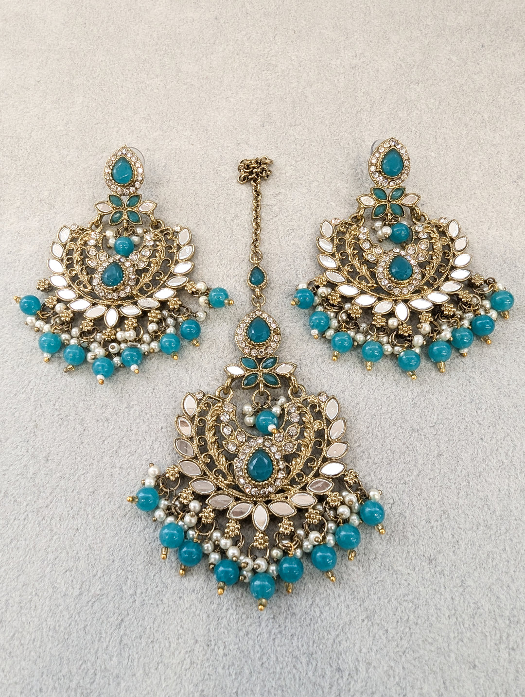 Sunaina Mirror Earrings and Tikka