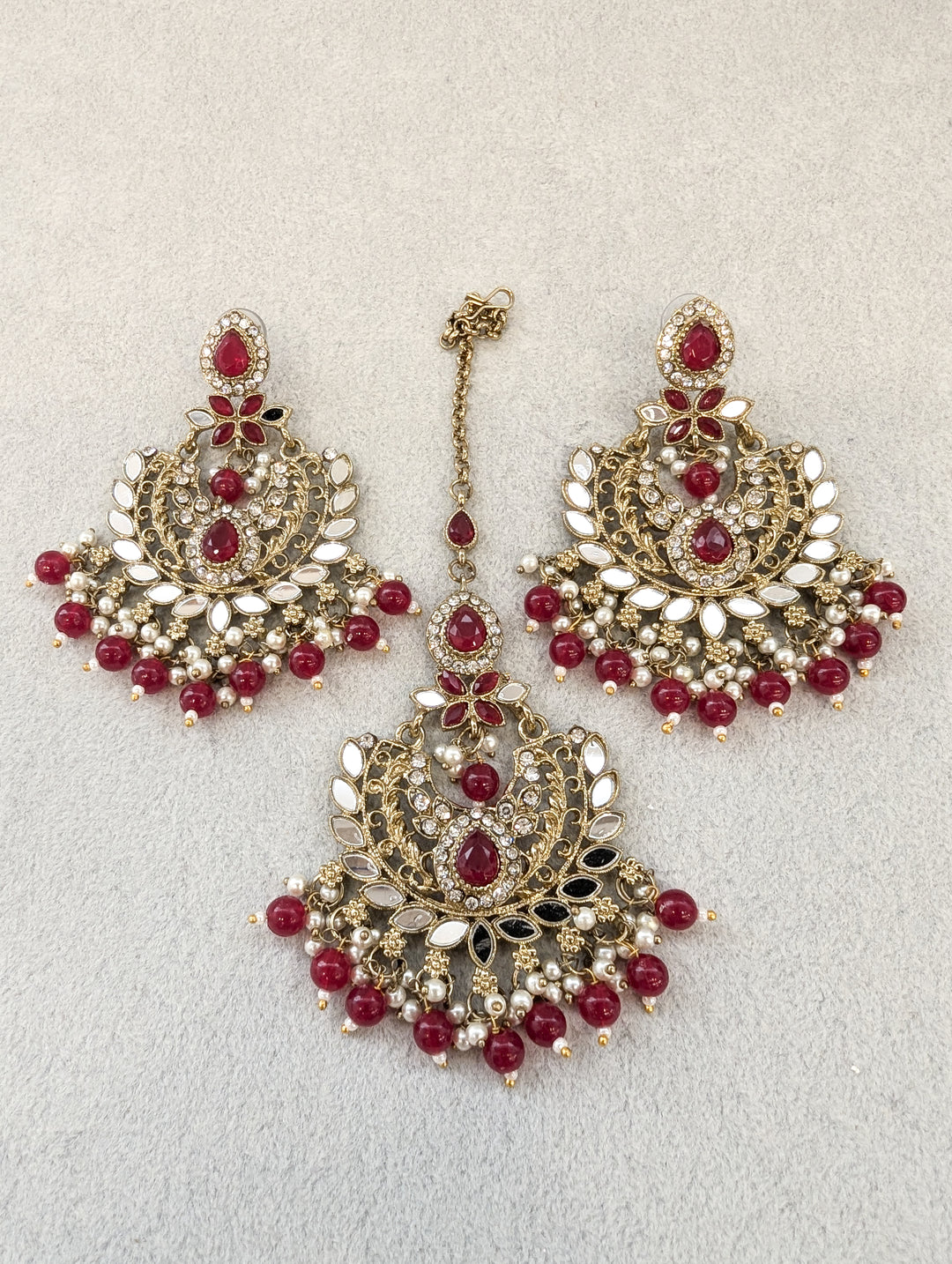 Sunaina Mirror Earrings and Tikka