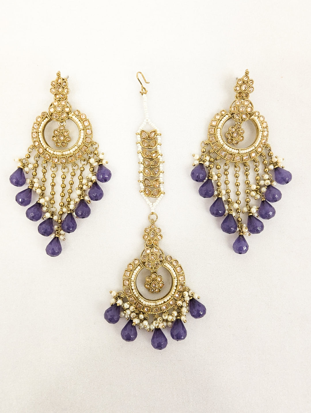 Trisha Polki Earrings and Tikka