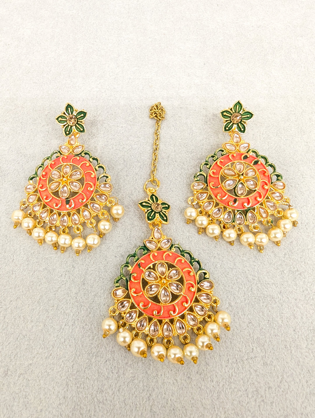 KRISHNA MEENAKARI EARRINGS AND TIKKA