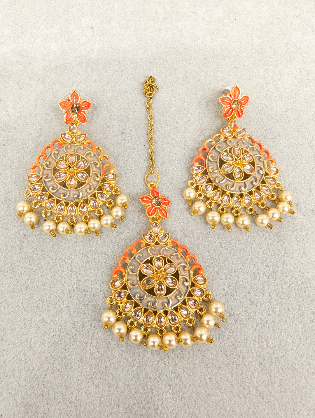 KRISHNA MEENAKARI EARRINGS AND TIKKA