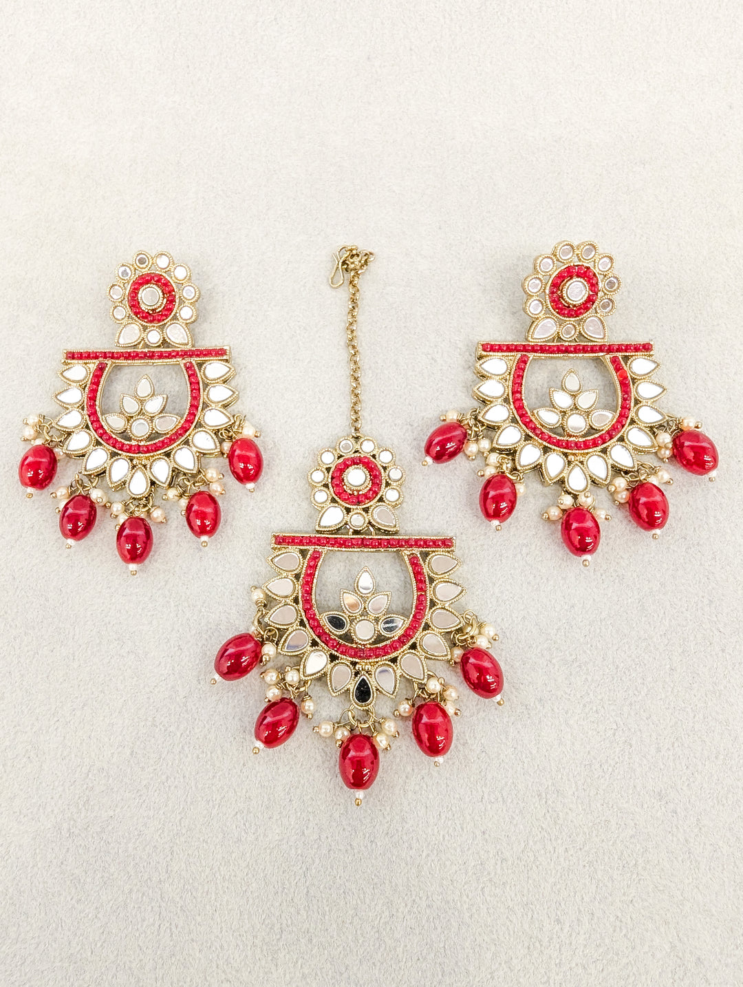 PAYAL MIRROR EARRINGS AND TIKKA