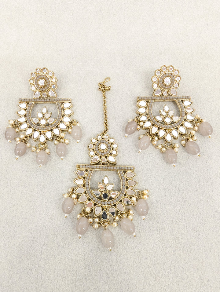 PAYAL MIRROR EARRINGS AND TIKKA