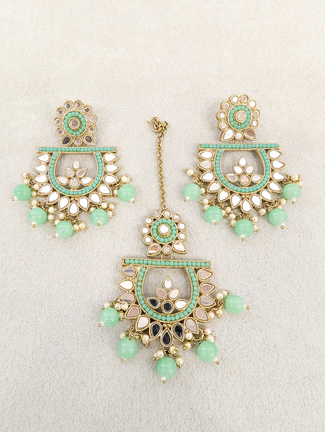 PAYAL MIRROR EARRINGS AND TIKKA