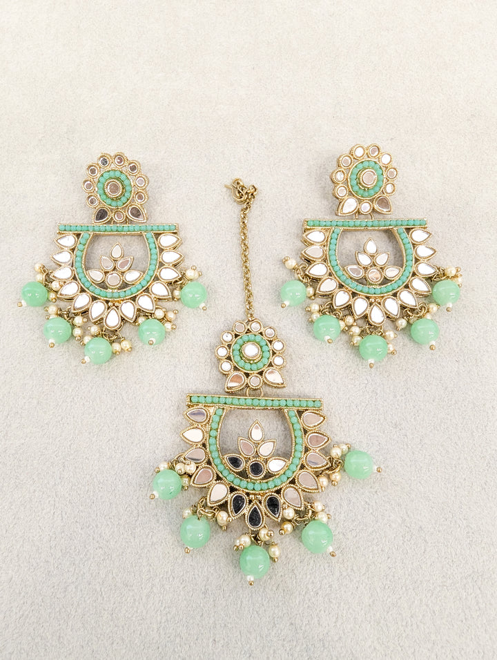 PAYAL MIRROR EARRINGS AND TIKKA