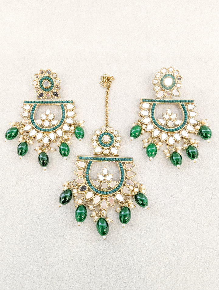 PAYAL MIRROR EARRINGS AND TIKKA