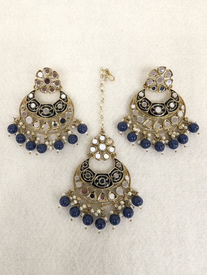 Malini Mirror Earring With Tikka