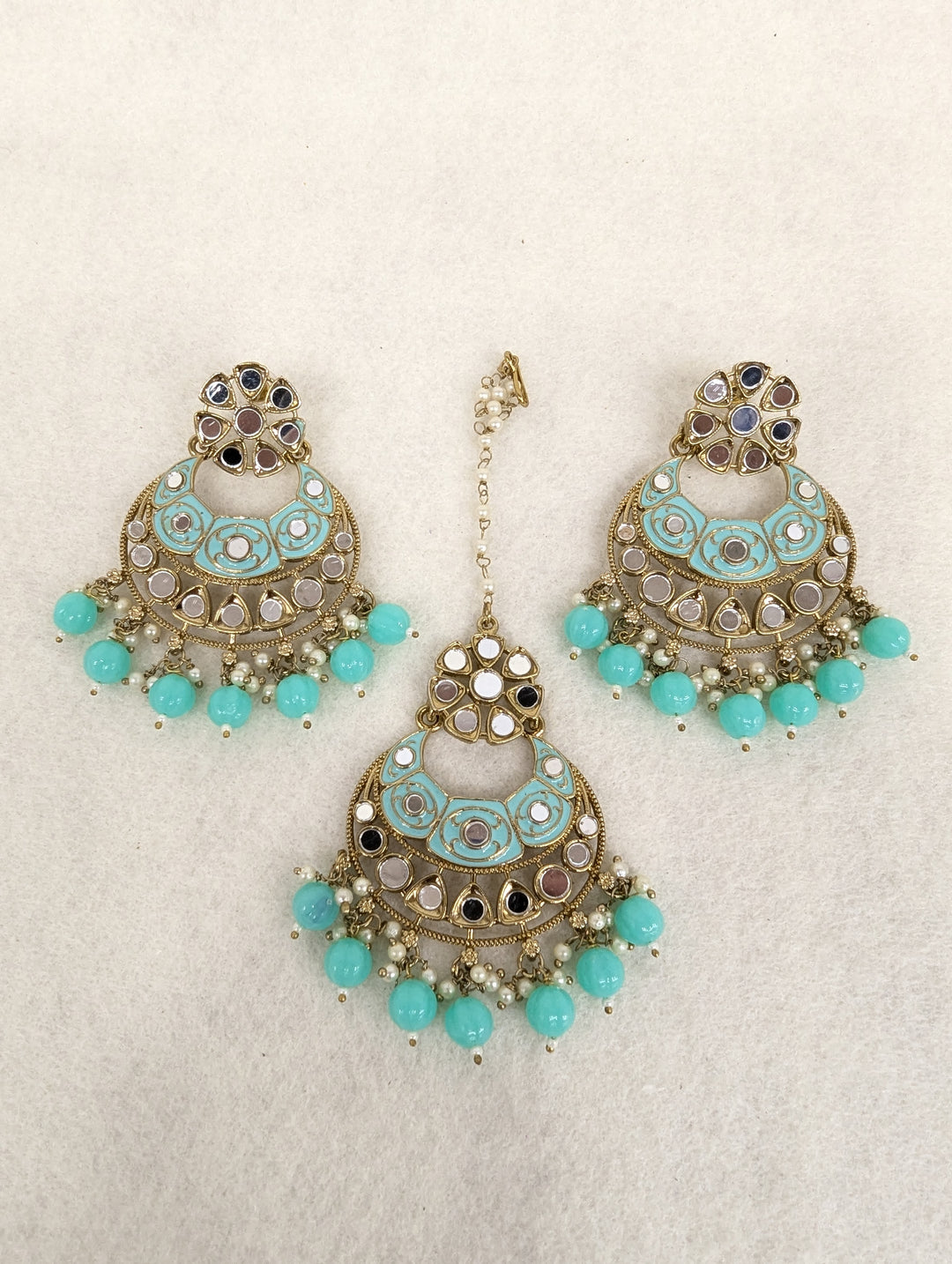 Malini Mirror Earring With Tikka