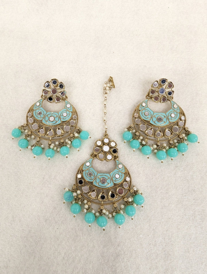 Malini Mirror Earring With Tikka