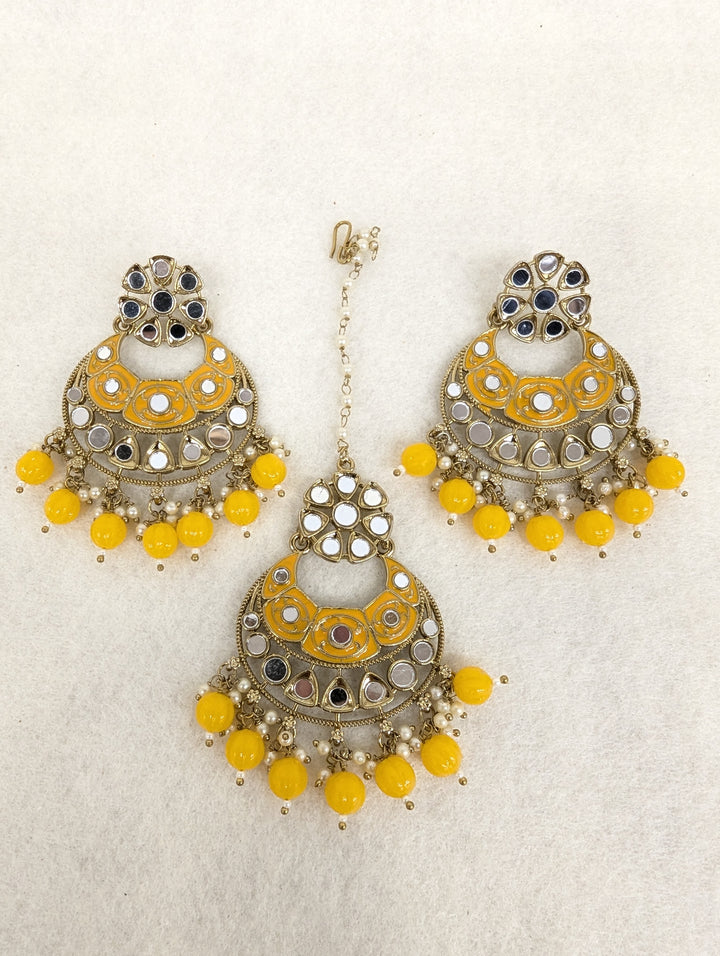 Malini Mirror Earring With Tikka
