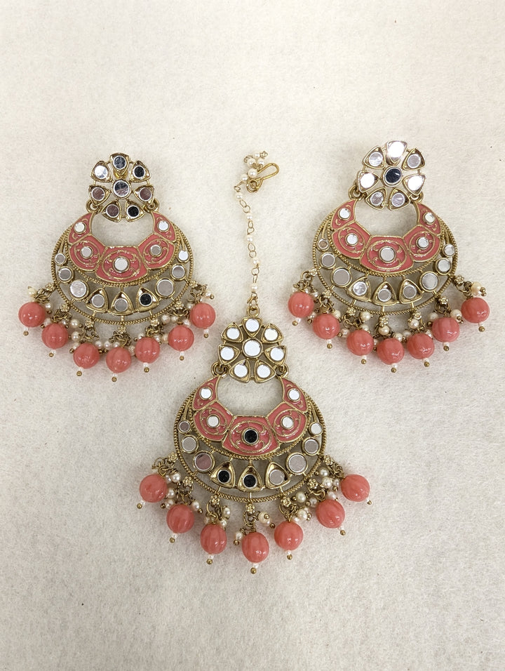 Malini Mirror Earring With Tikka
