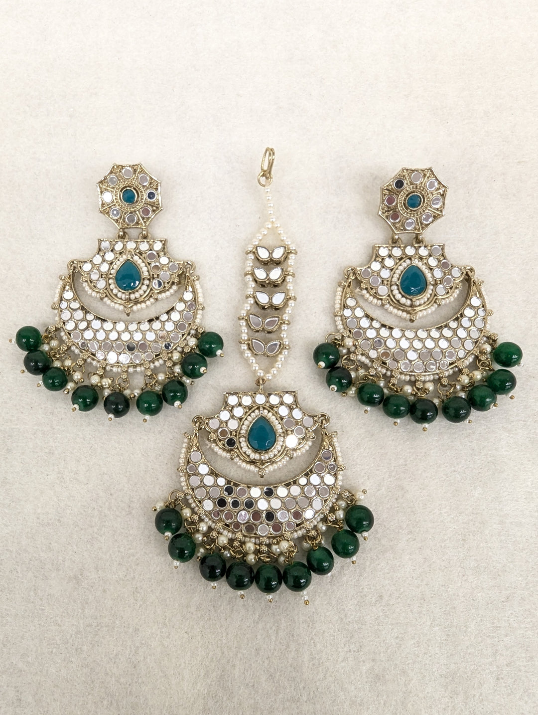 Manpreet Mirror Earring With Tikka