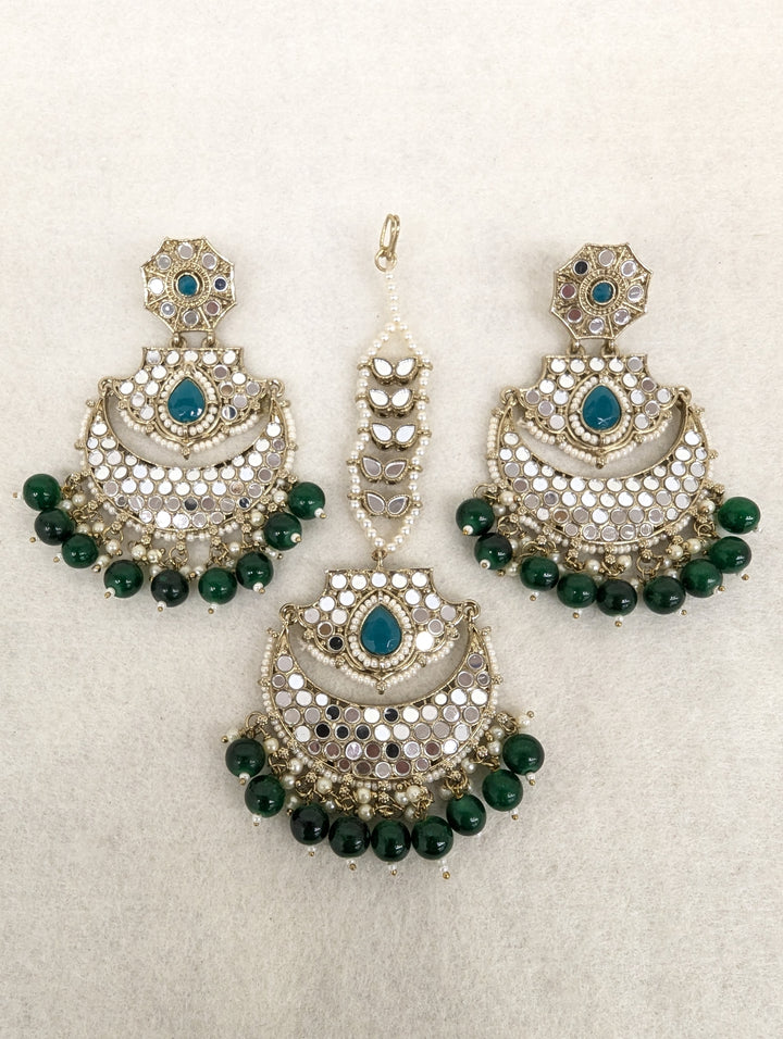 Manpreet Mirror Earring With Tikka