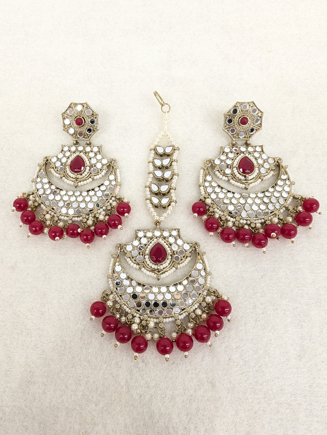 Manpreet Mirror Earring With Tikka