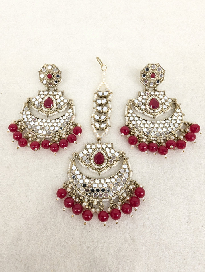 Manpreet Mirror Earring With Tikka