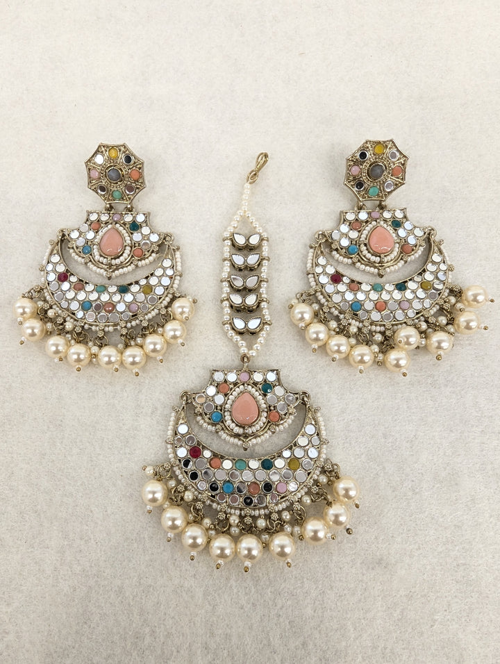 Tara Mirror Earring With Tikka