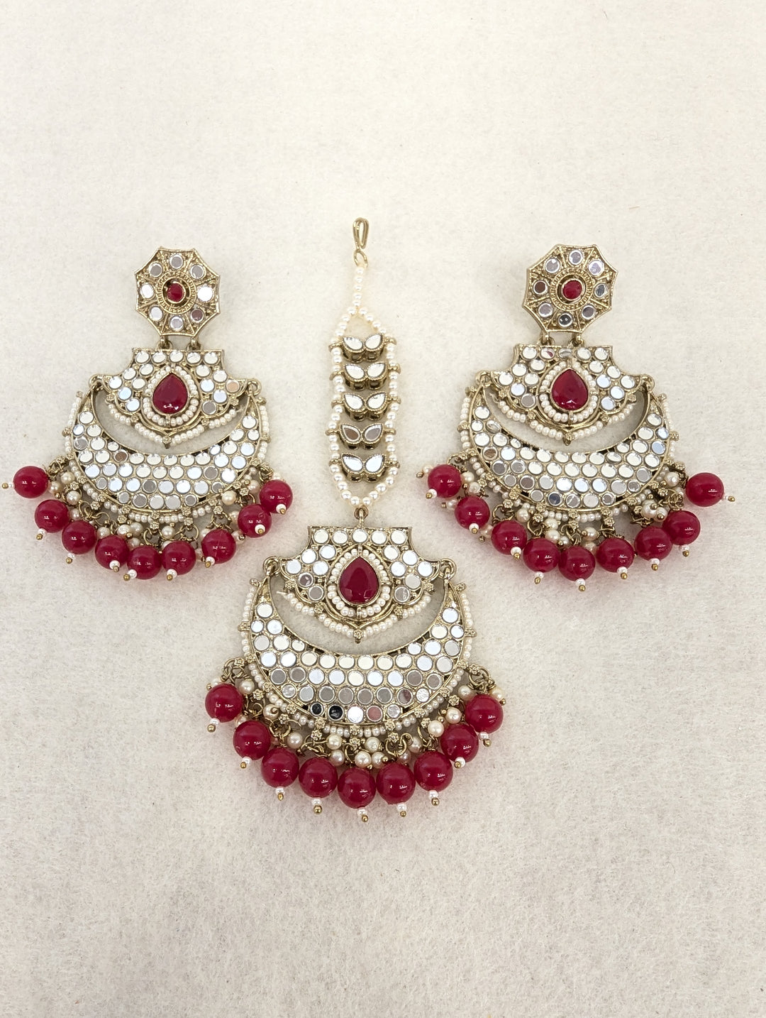 Tara Mirror Earring With Tikka