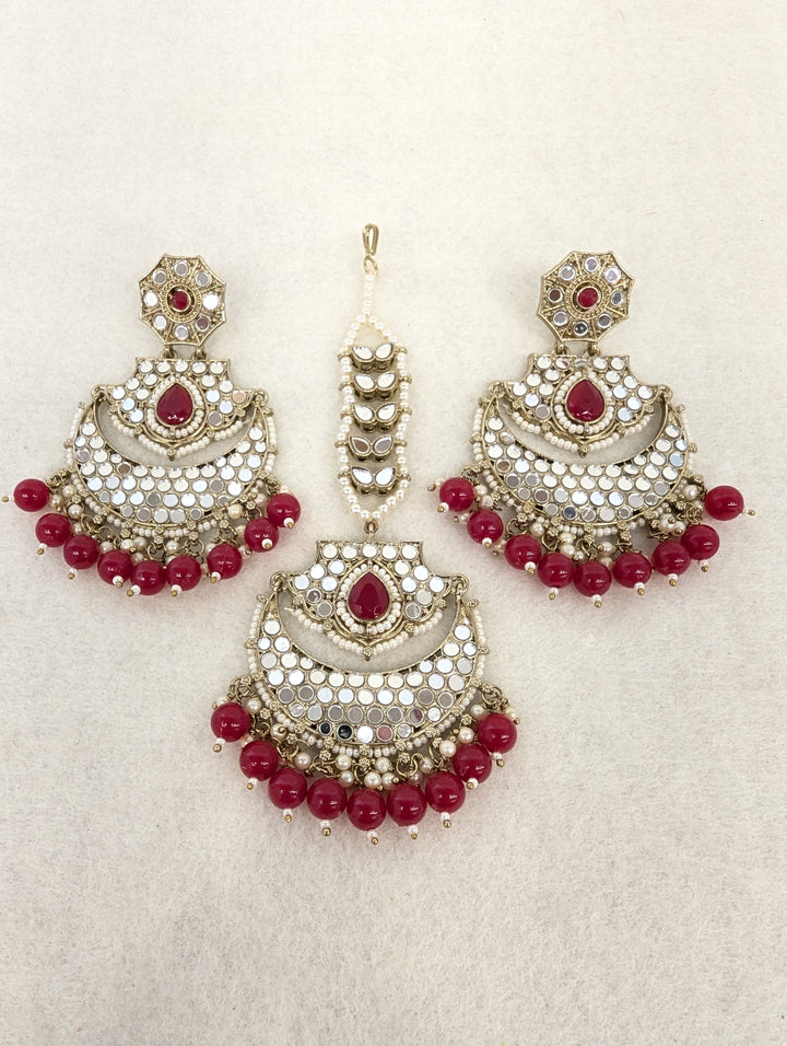 Tara Mirror Earring With Tikka