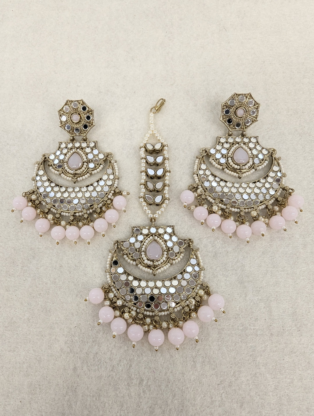 Tara Mirror Earring With Tikka