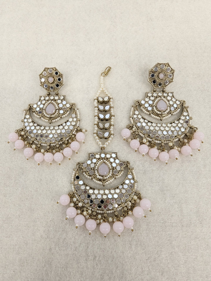 Tara Mirror Earring With Tikka
